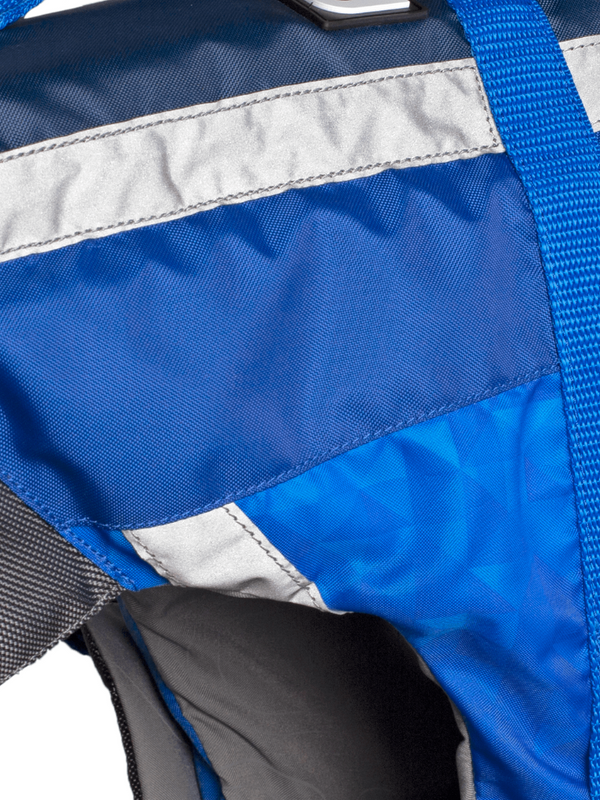 Image of reflective coating on a Bluestorm Dog Paddler foam dog life jacket